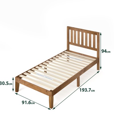 Zinus木平台床（乡村松木饰面）-单人床、超单人床、大号床
