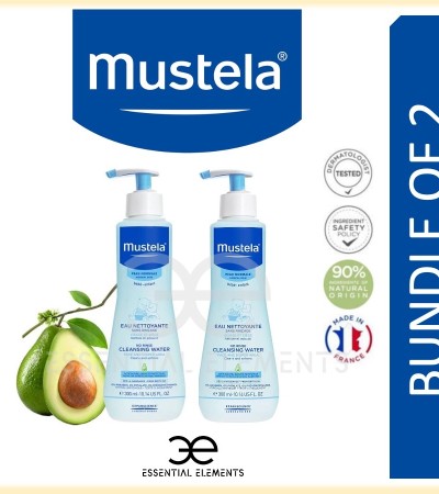 MUSTELA[2包]免冲洗清洁水300ml |婴儿和产妇|法国制造|新生儿胶束水